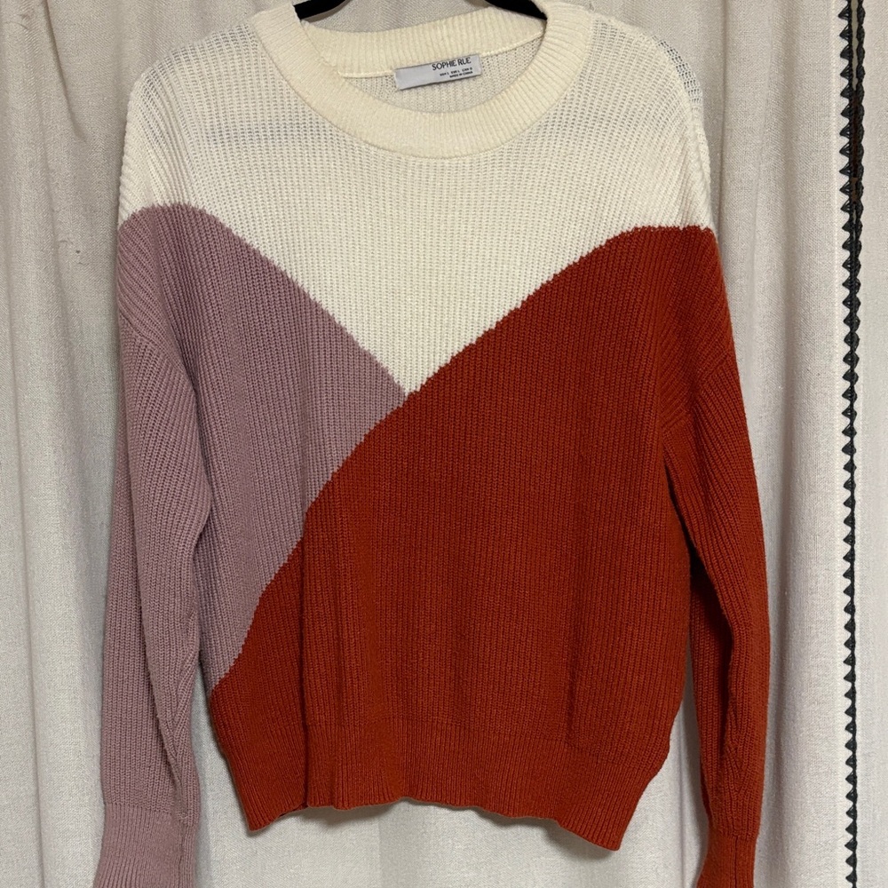 Sophie Rue Colorblock Sweater - Ivory, Lavender, Brick